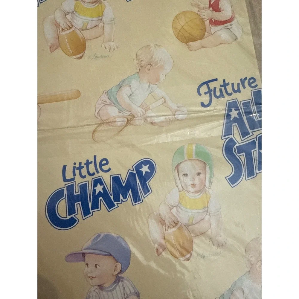 Baby Gift Wrap Lot Teddy Bears Ducks All Star Little Champ NOS 3 Sheets‎